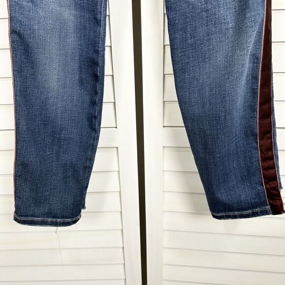 Current Elliott Abthro 27 Stiletto Mid Townie Skinny Jean Step Hem Velvet Stripe - Picture 9 of 10